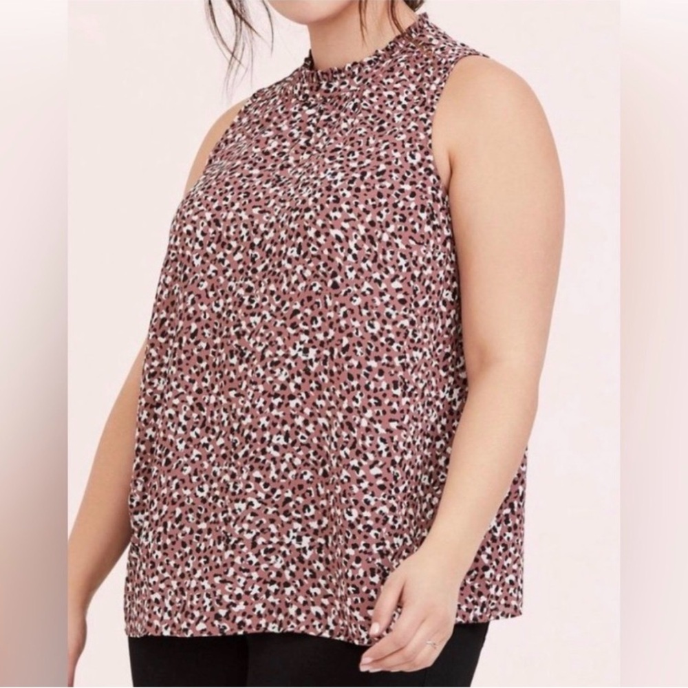 ✨NWT✨Torrid | Walnut Brown/White/Black Leopard Print Mock-Neck Tank Blouse Sz 1X